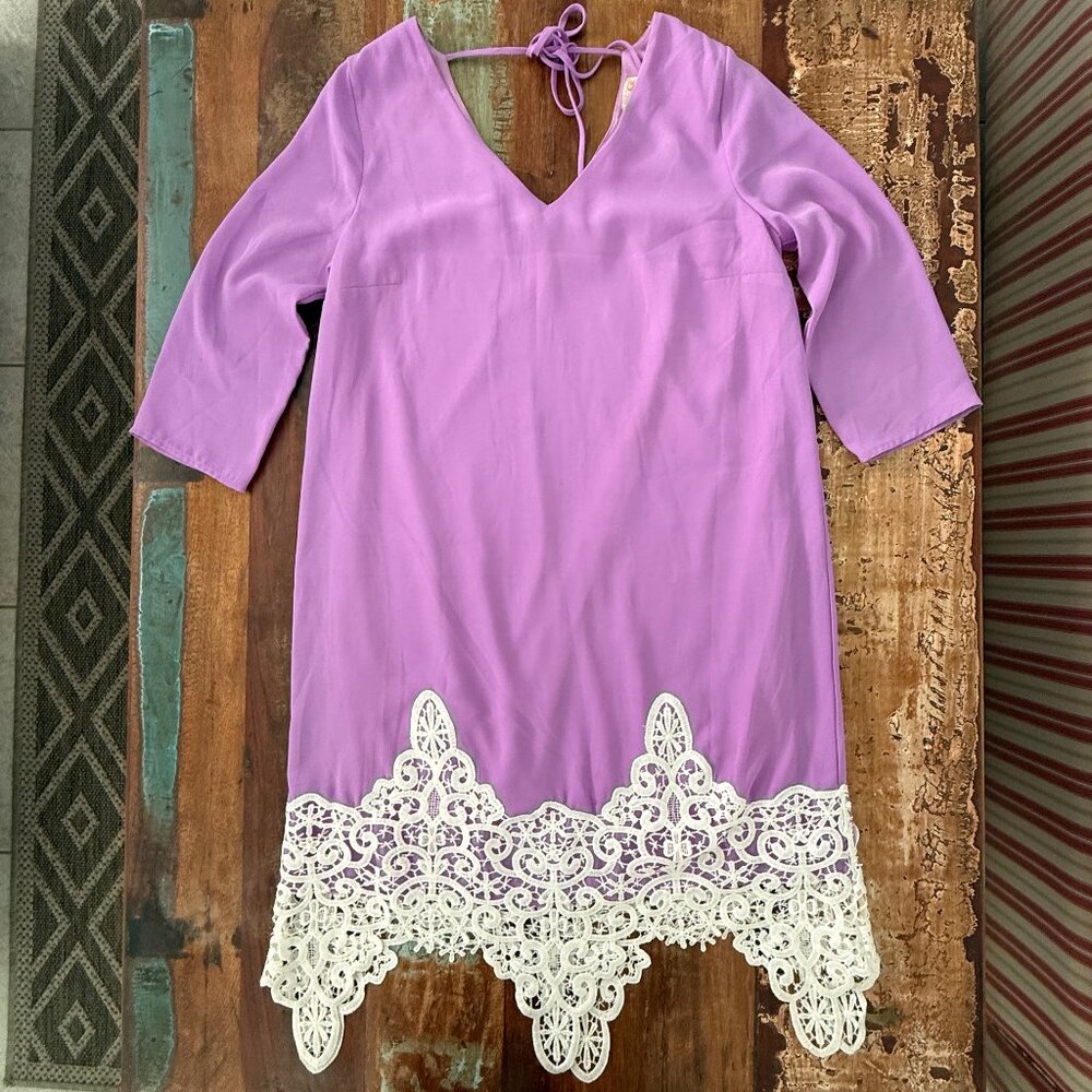 GB‎ Gianni Bini Purple Shift Dress Lace Detail Size S